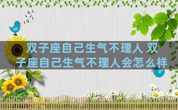 双子座自己生气不理人 双子座自己生气不理人会怎么样